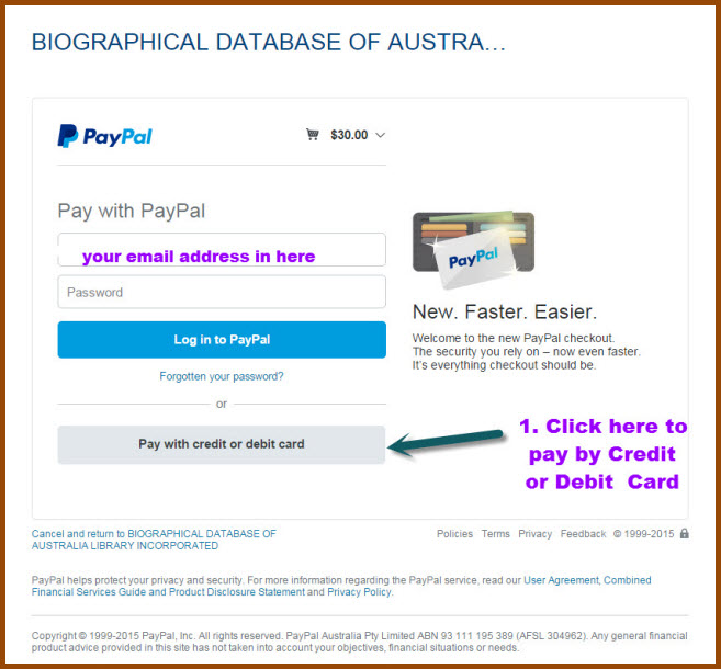 PayPal Screen 1 - Pay by PayPal or by Credit  Debit Card